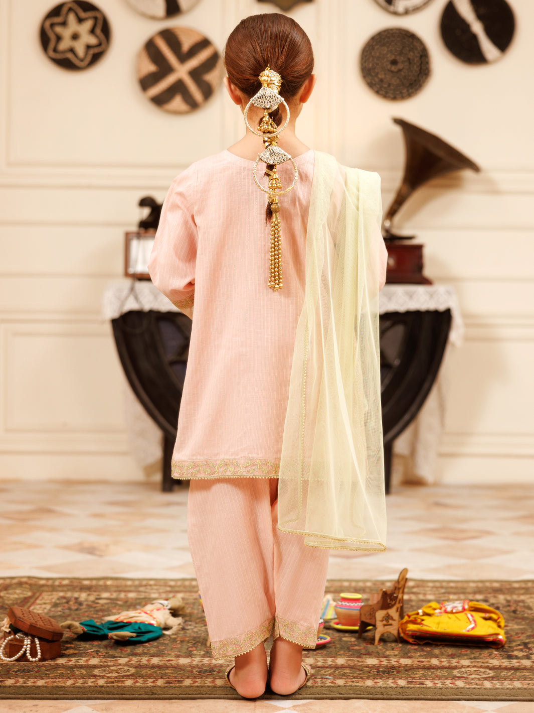 Light Pink Cotton Lurex Formal 3Pc Stitched - ALGR-3PS-LS-024