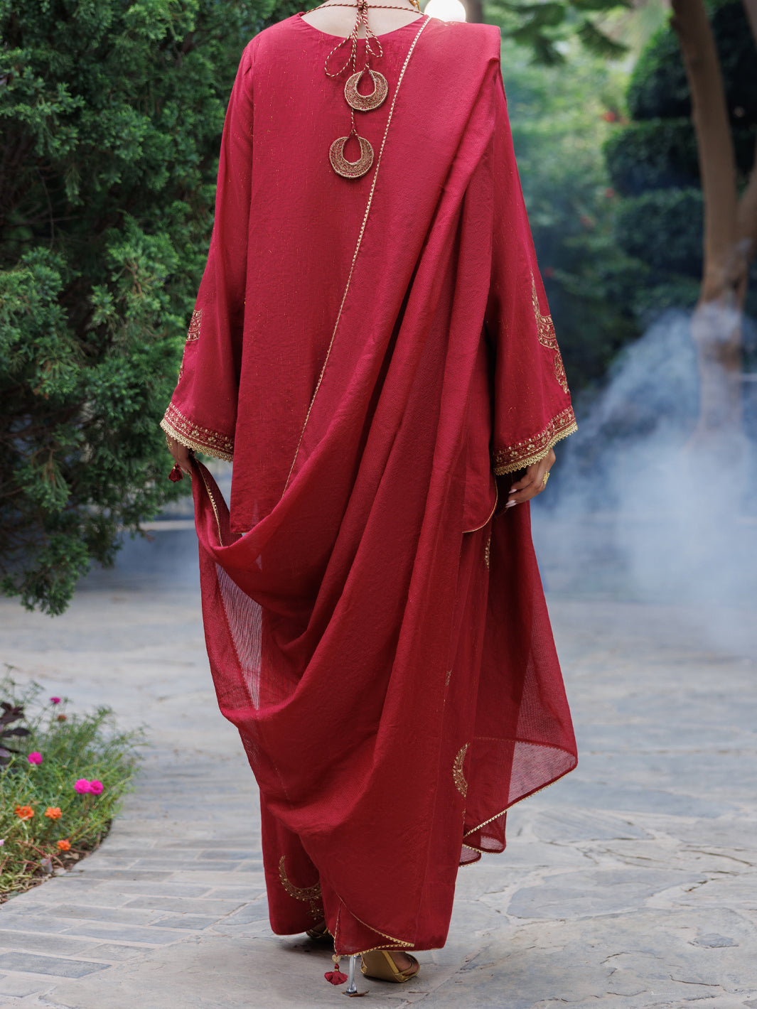 Maroon Flamint Zari Formal 3Pc Stitched - AL-3PS-LS-687