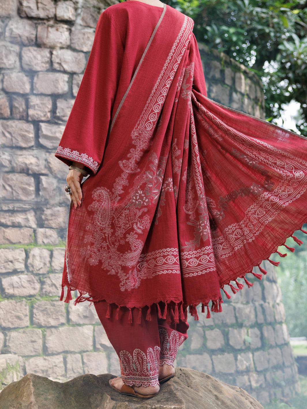 Pink Crosshatch 3Pc Stitched - AWP-3PS-1017