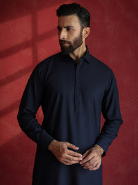 Dark Blue Kameez Shalwar - ALWA-KS-692