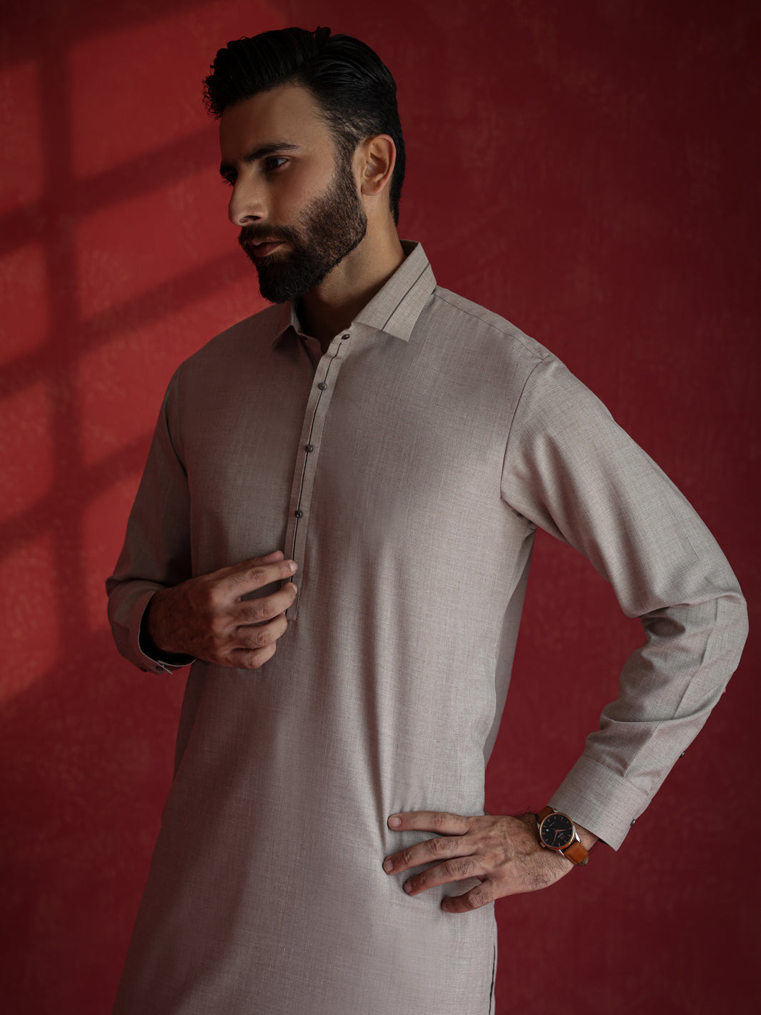 Sand Brown Kameez Shalwar - ALWA-KS-690