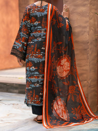 Black Cotton Cambric 3Pc Stitched - AWP-3PS-931