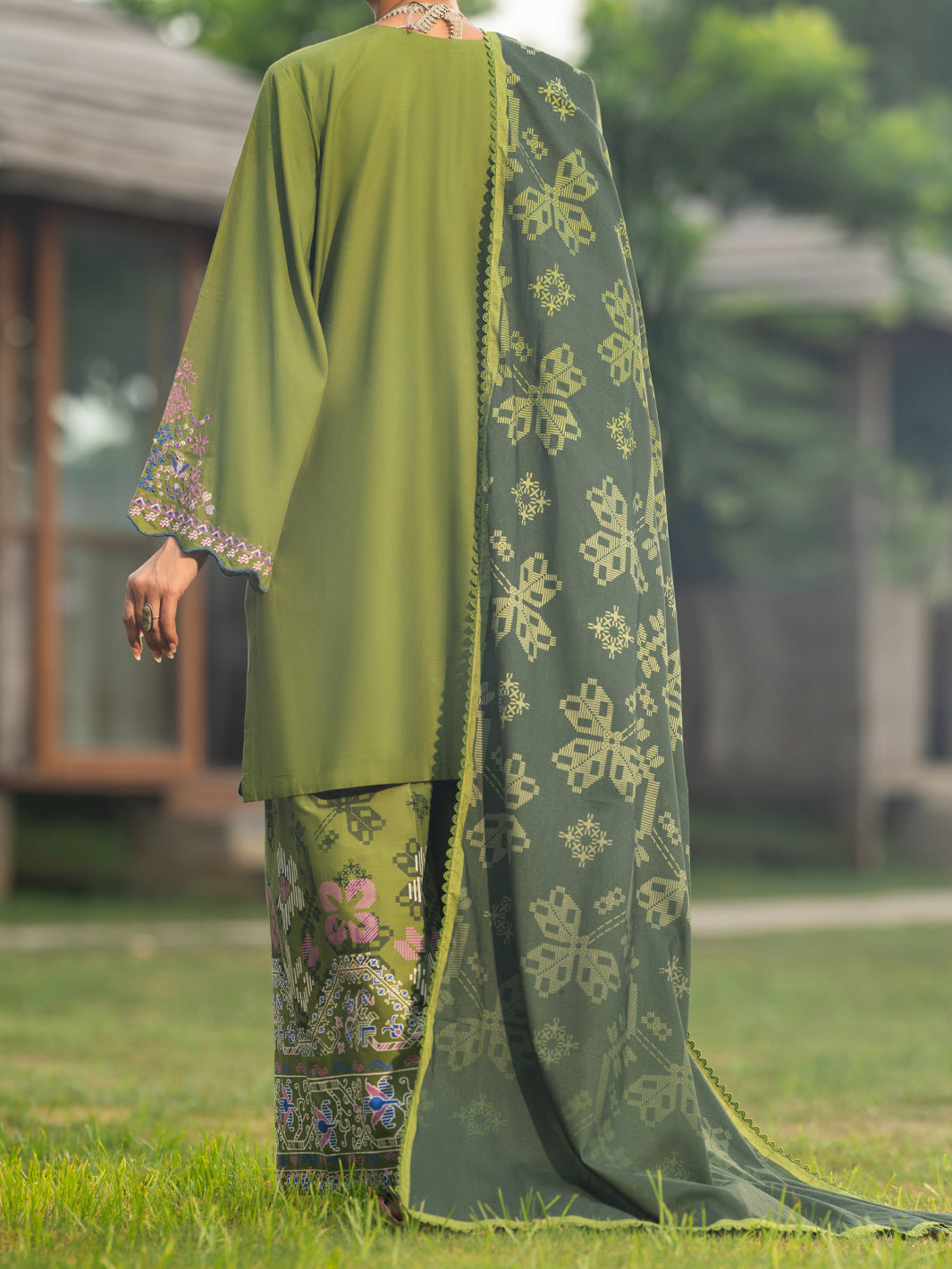 Lime Green Cotton Lawn 3Pc Stitched - AWP-3PS-956