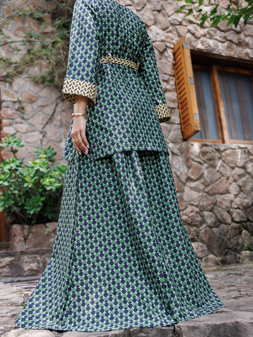 Green Cotton Co-Ord Set - AWP-2PS-SLKS-1052
