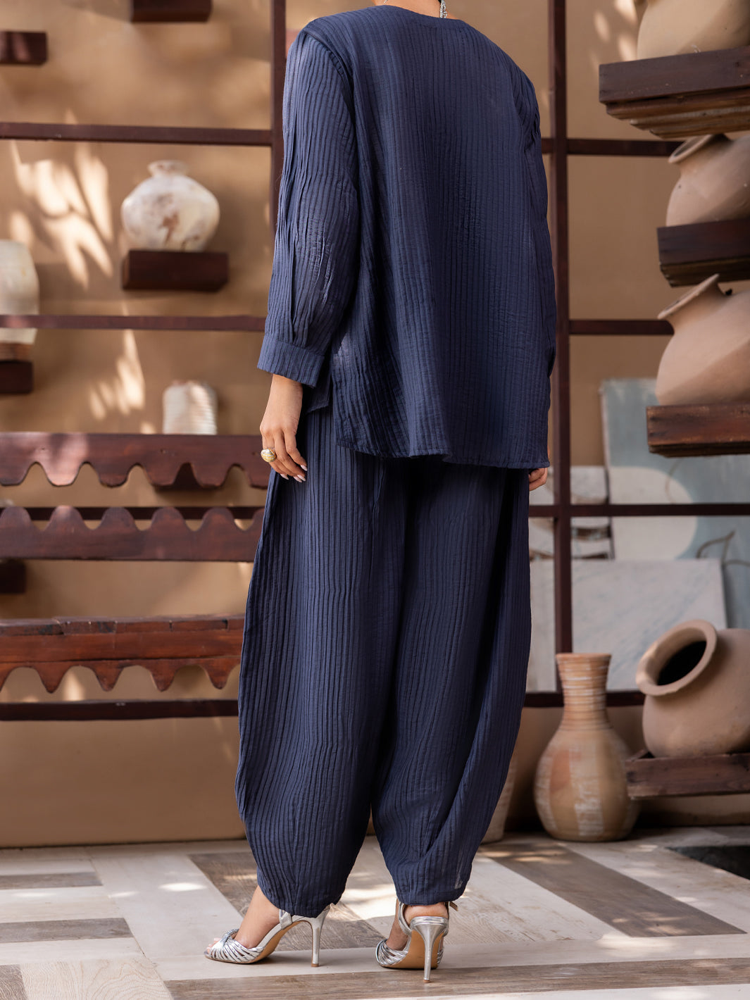 Blue Crushed 2Pc Stitched - AWP-2PS-LKS-1068