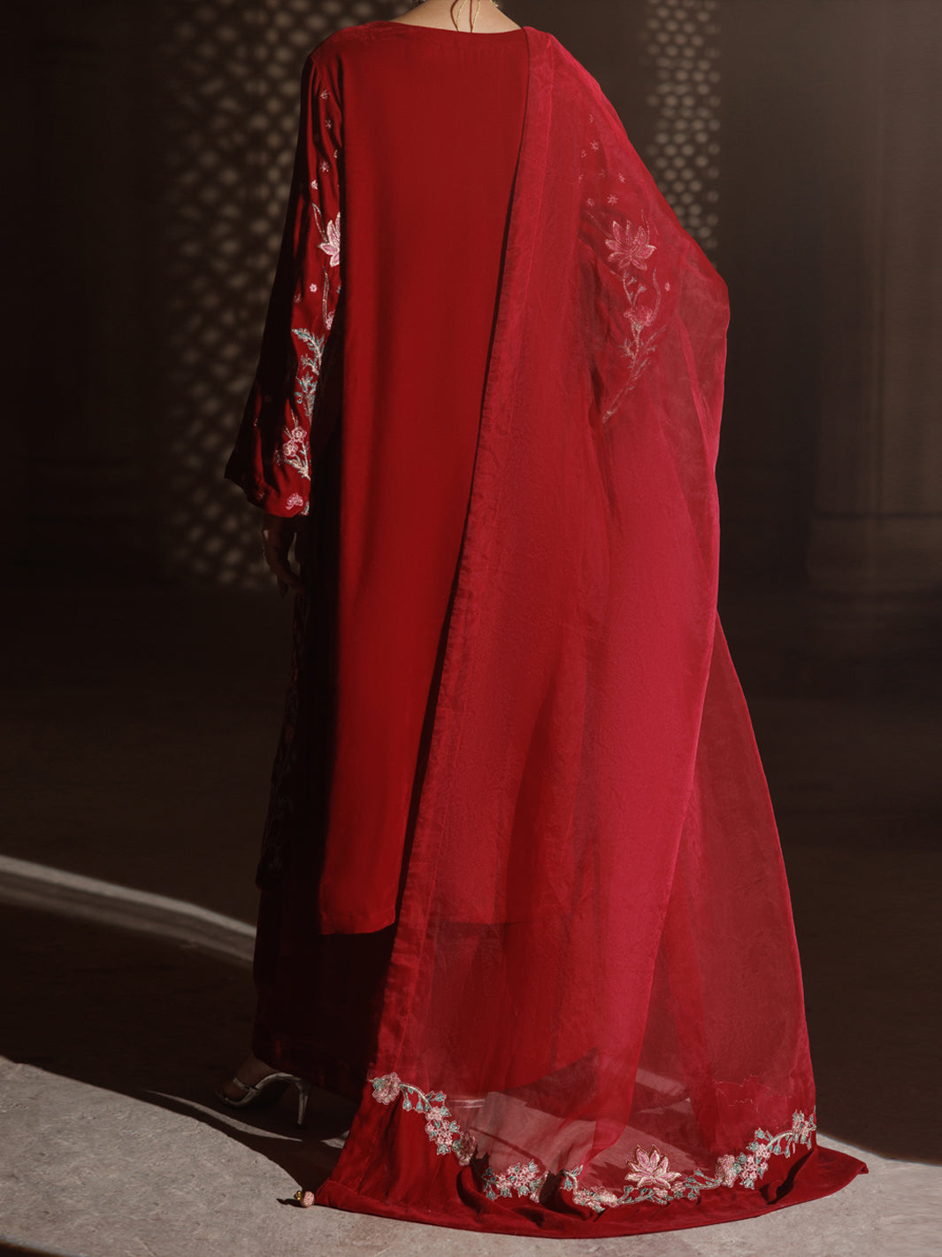 Red Velvet Formal 3Pc Stitched - AL-3PS-LS-660
