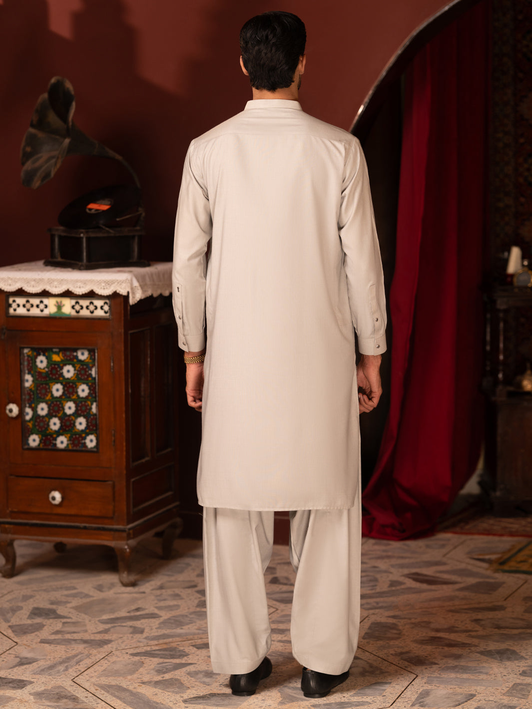 Pastel Green Kameez Shalwar - back view
