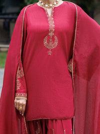 Maroon Flamint Zari Formal 3Pc Stitched - AL-3PS-LS-687