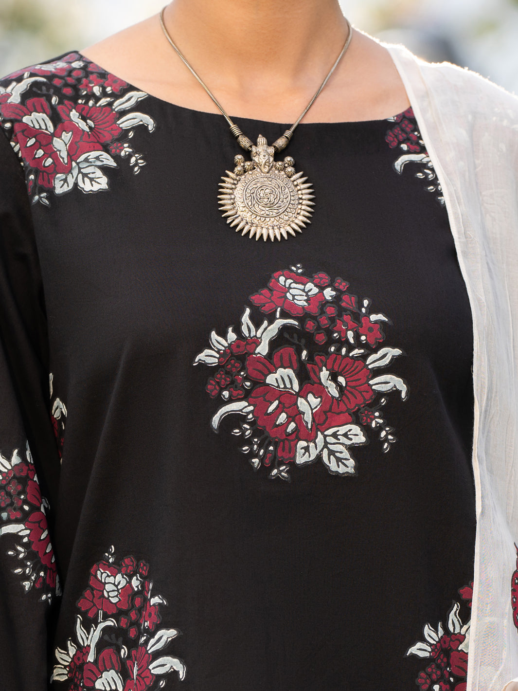 Black Cotton Cambric 3Pc Stitched - AWP-3PS-1032