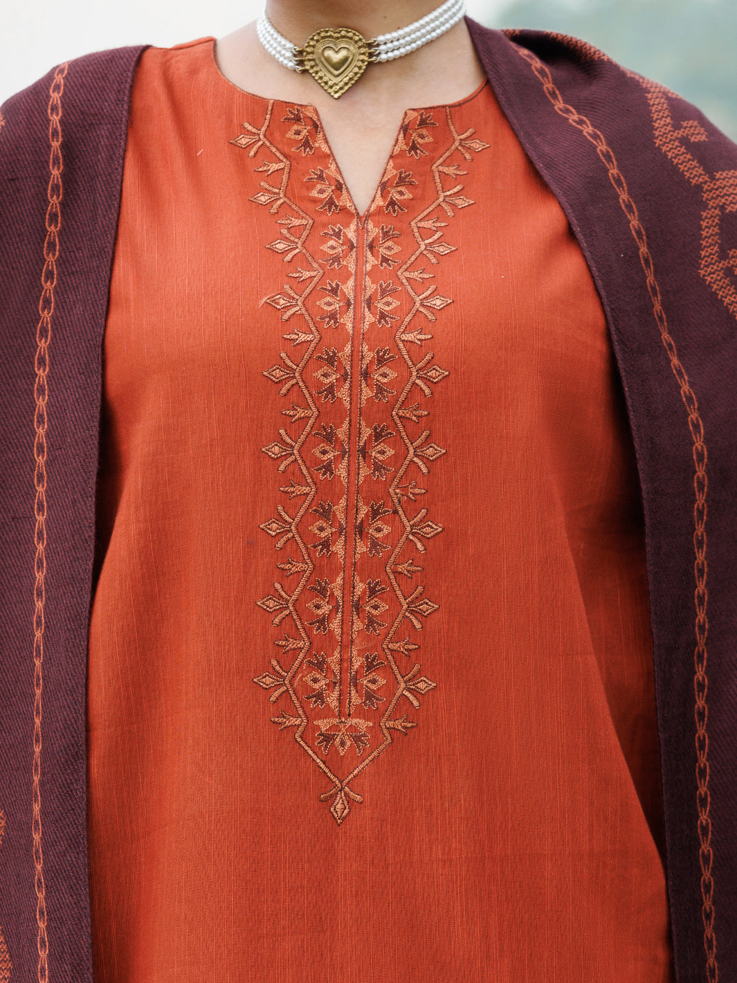Rust Cotton Slub 3Pc Stitched - AWP-3PS-971