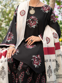 Black Cotton Cambric 3Pc Stitched - AWP-3PS-1032