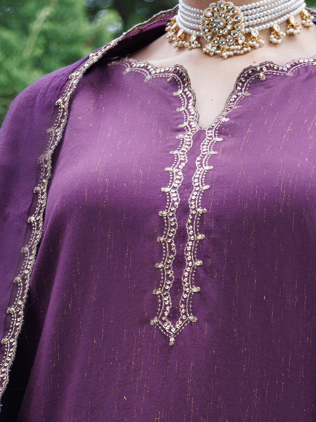Purple Flamint Zari Formal 3Pc Stitched - AL-3PS-LS-689