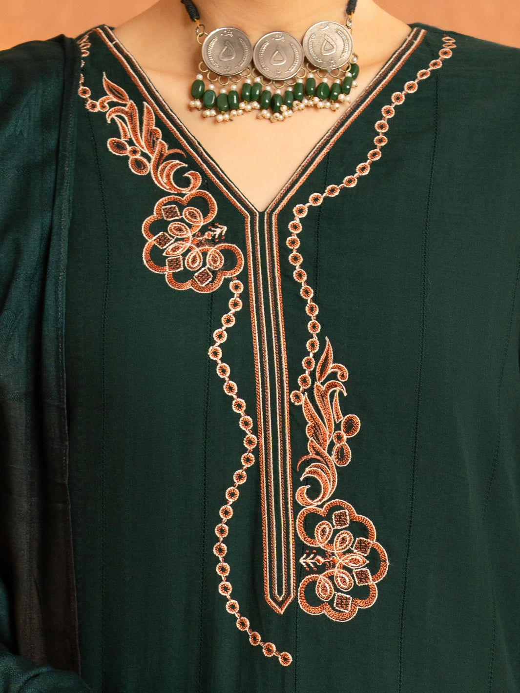 Green Cotton Dobby 3Pc Stitched - AWP-3PS-962