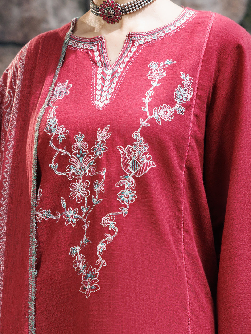 Pink Crosshatch 3Pc Stitched - AWP-3PS-1017