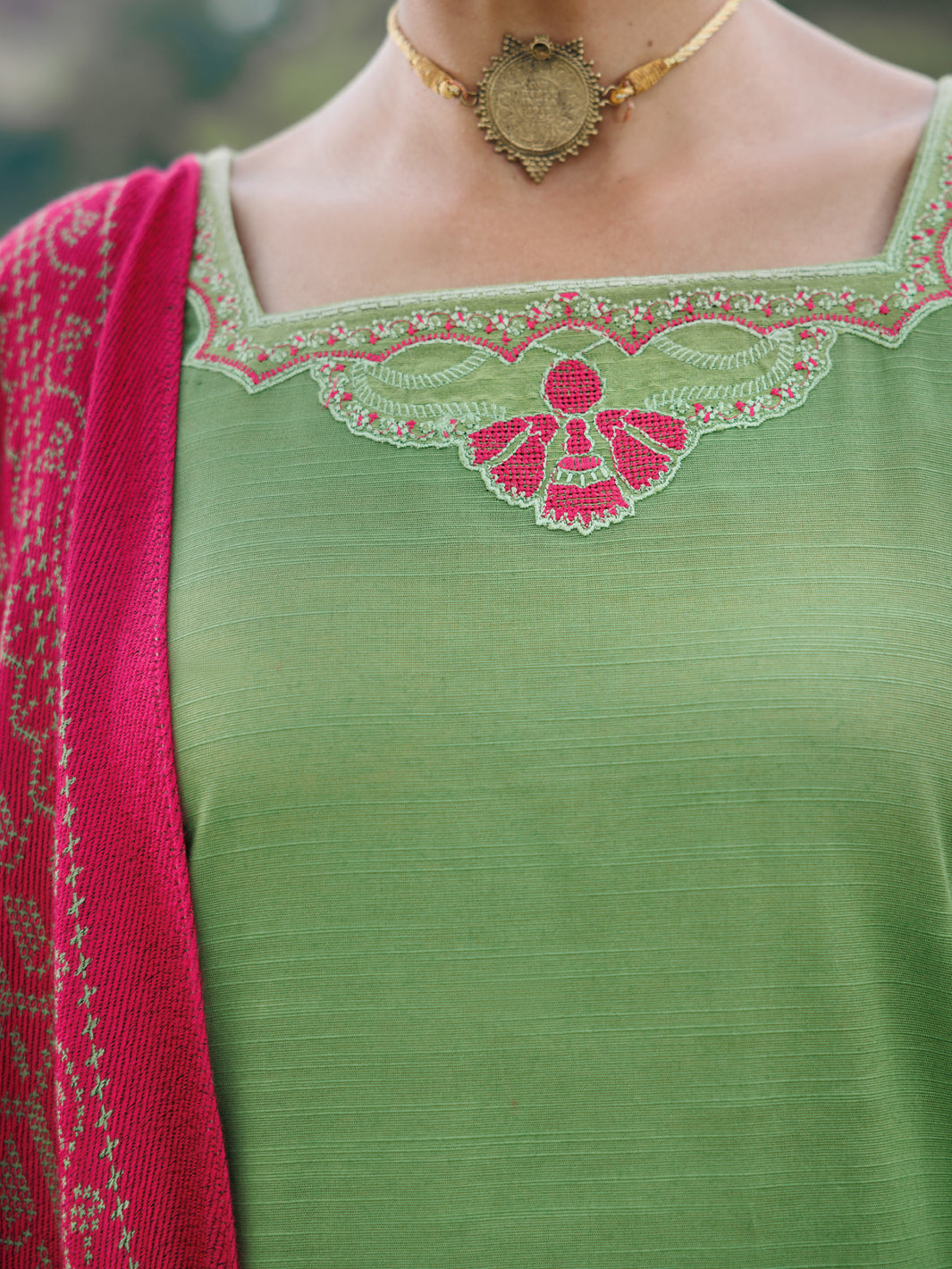 Parrot Green Cotton Slub Stitched 3Pc - AWP-3PS-970