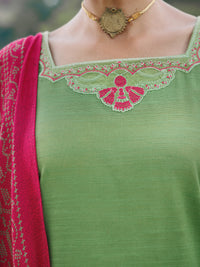 Parrot Green Cotton Slub Stitched 3Pc - AWP-3PS-970