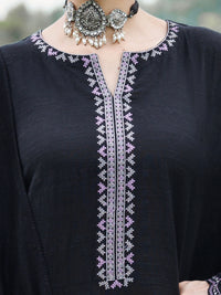 Black Cotton Slub 3Pc Stitched - AWP-3PS-972