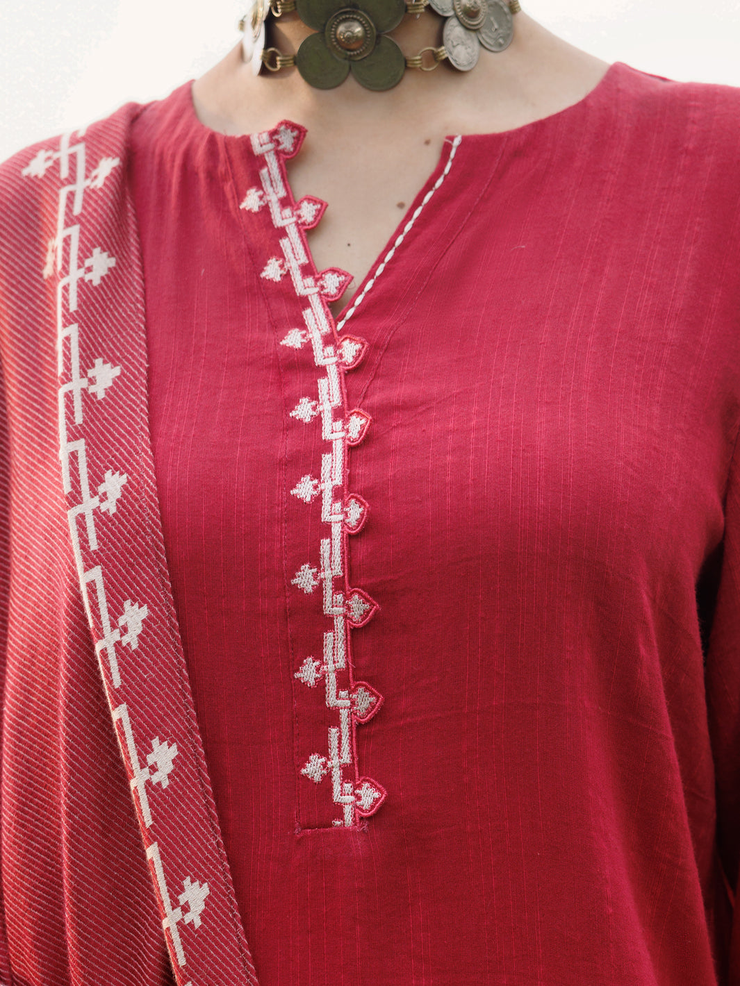 Pink Cotton Light Slub Stitched 3Pc - AWP-3PS-969