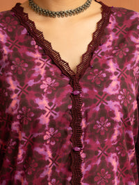 Plum Cambric 3Pc Stitched - AWP-3PS-934
