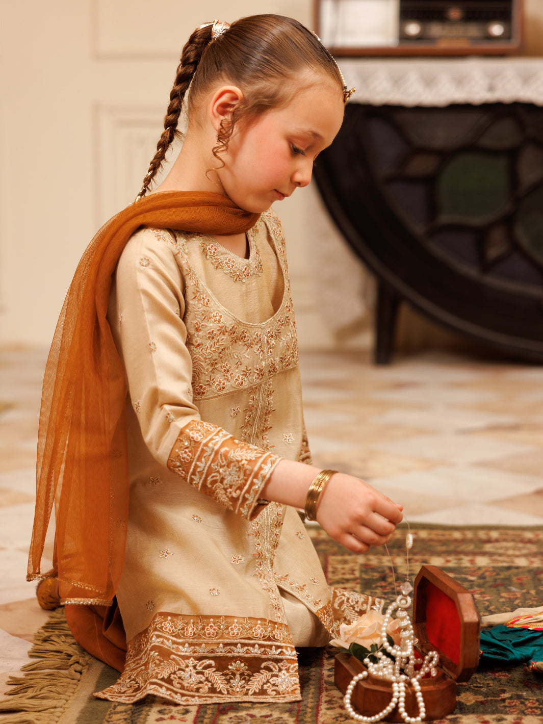 Light Brown Formal 3Pc Stitched - ALGR-3PS-LS-031