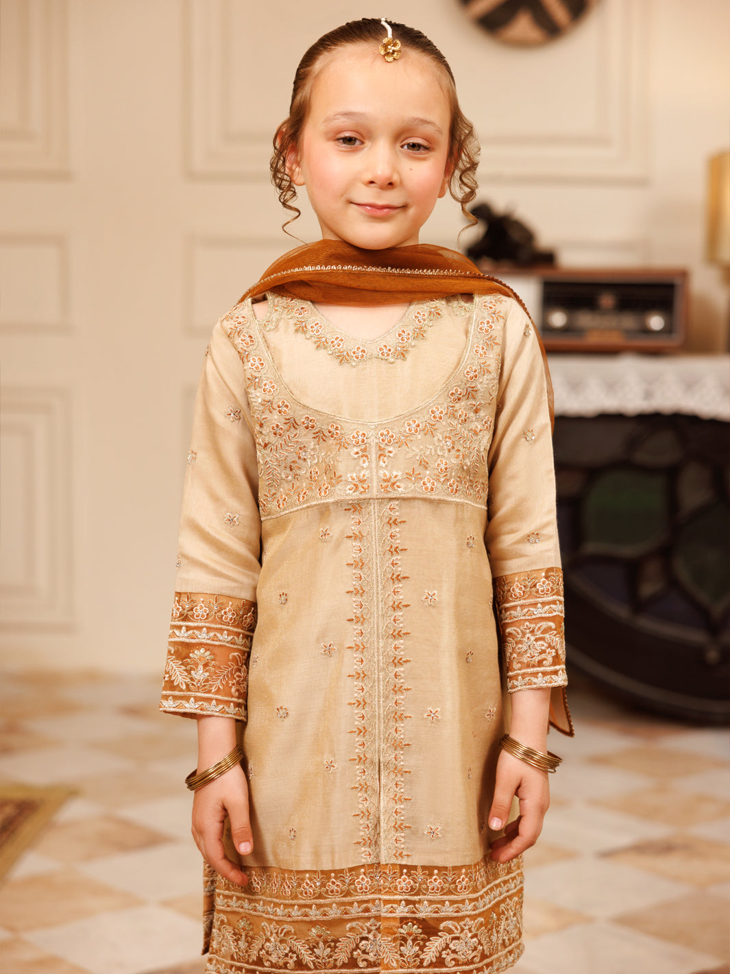 Light Brown Formal 3Pc Stitched - ALGR-3PS-LS-031