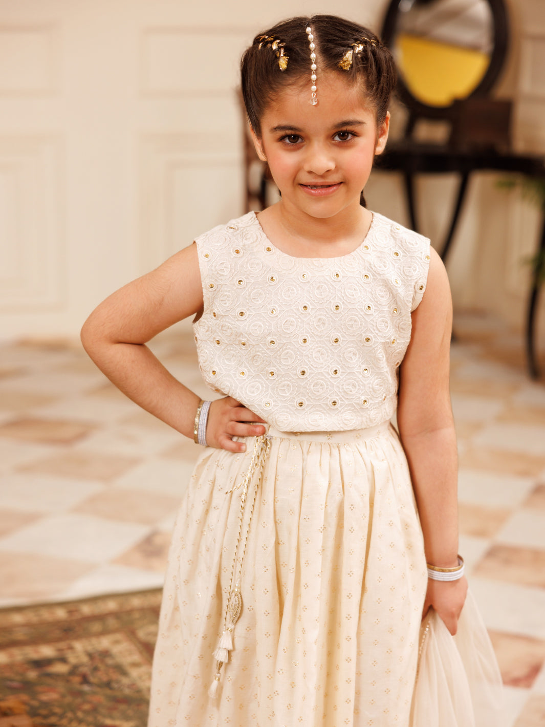 Off White Maple Silk Formal 3Pc Stitched - ALGR-3PS-LS-033