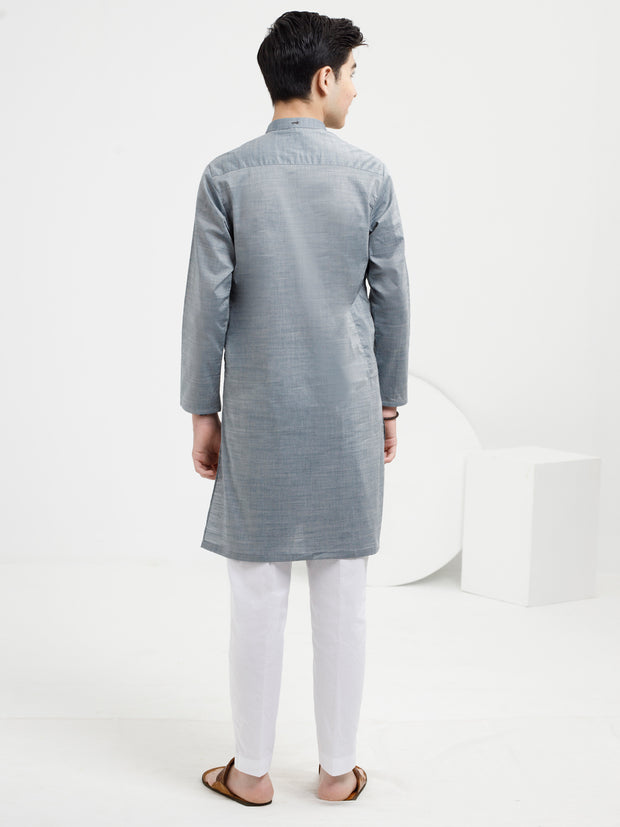 Ash Blue Cotton Kurta - ALT-K-038B