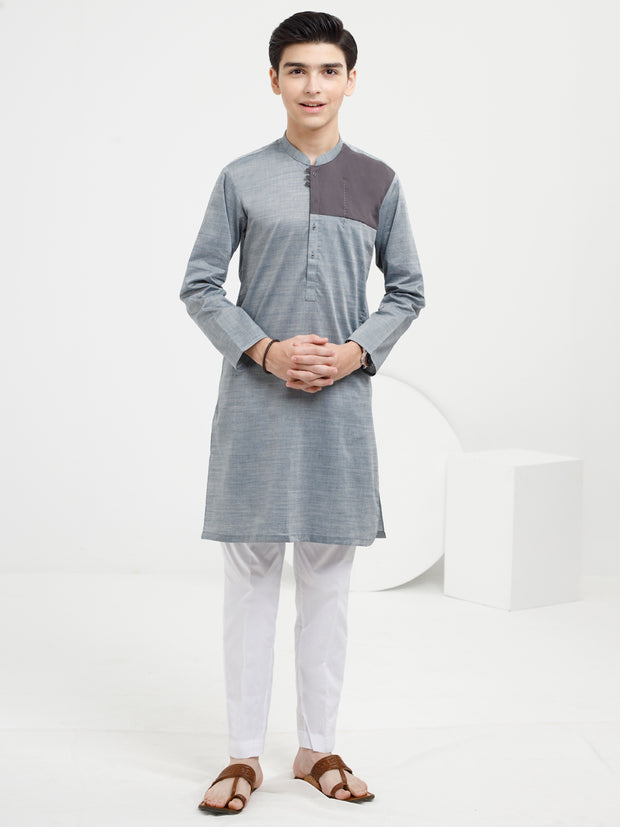 Ash Blue Cotton Kurta - ALT-K-038B