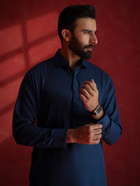 Dark Blue Kameez Shalwar - ALWA-KS-737