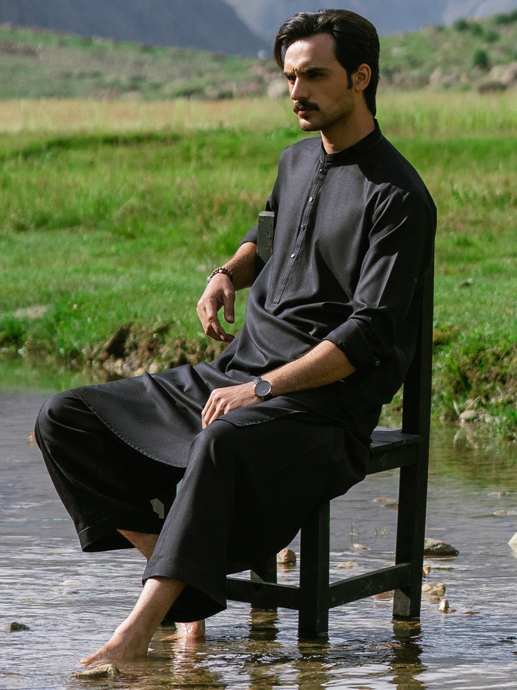 Black Kameez Shalwar - AL-KS-3606