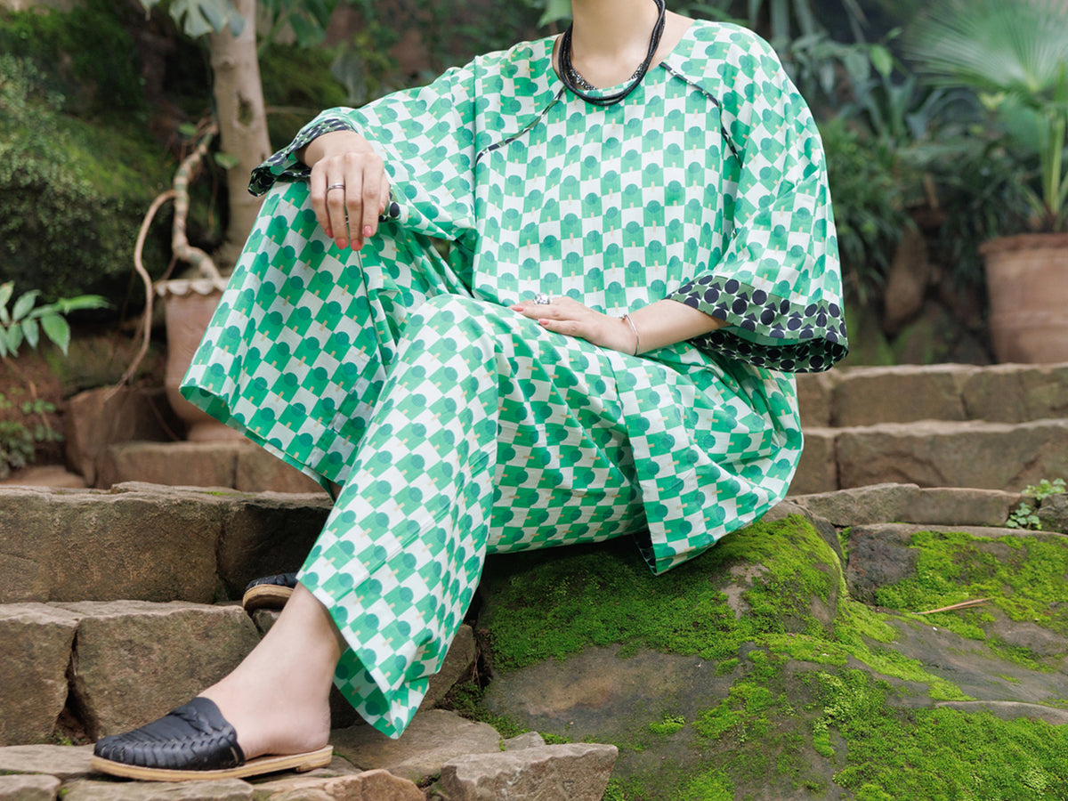 Green Cotton Co-Ord Set - AWP-2PS-SLKS-1058