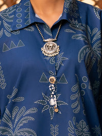 Blue Cotton Kurti - AWP-SLK-1097
