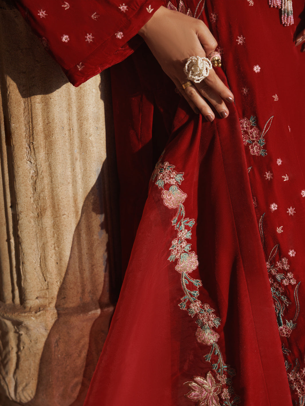 Red Velvet Formal 3Pc Stitched - AL-3PS-LS-660