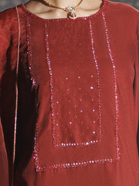 Peach Velvet Formal 3Pc Stitched - AL-3PS-LS-662