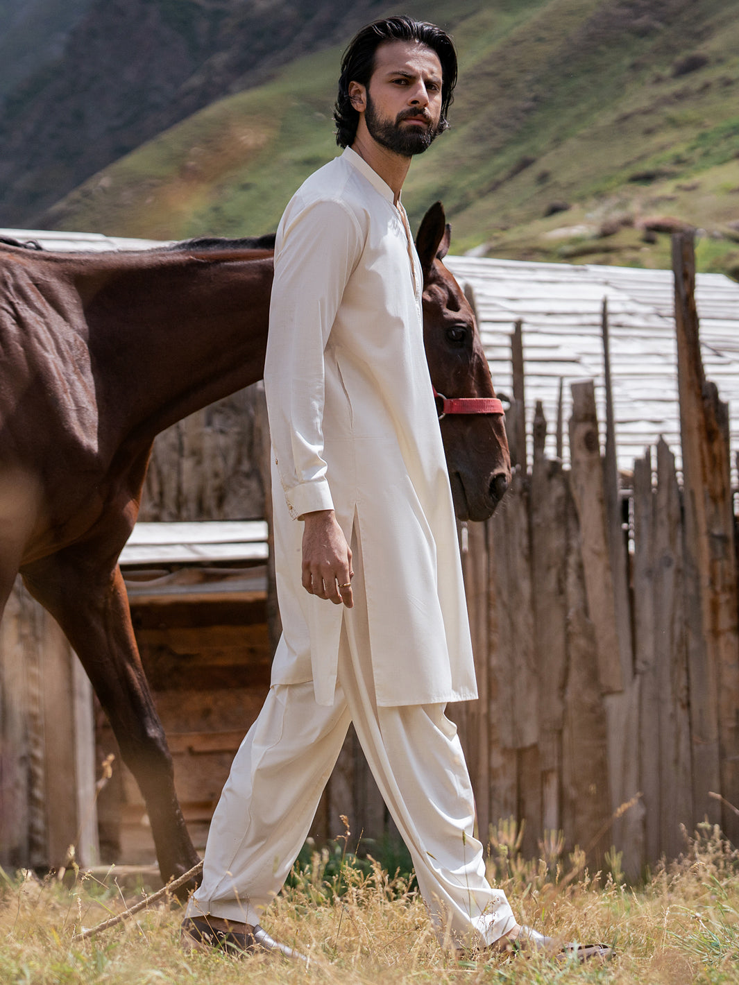 Off White Kameez Shalwar - AL-KS-3393