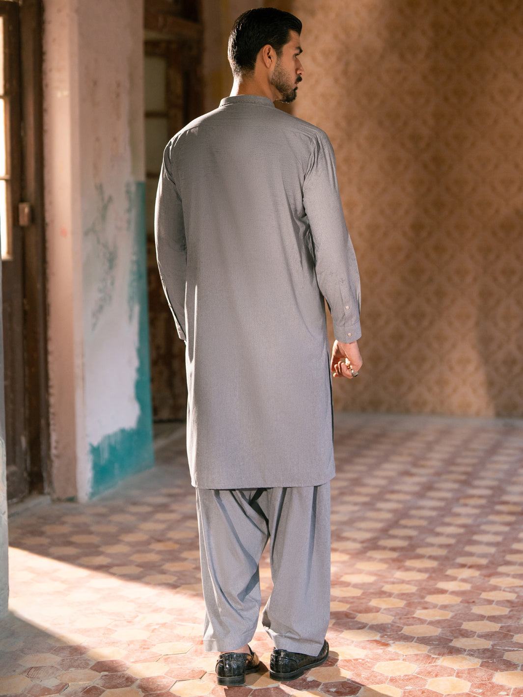 Grey Kameez Shalwar - AL-KS-3392