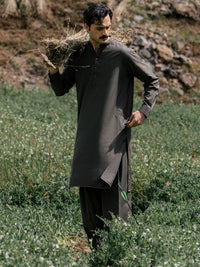 Dark Green Kameez Shalwar - AL-KS-3442