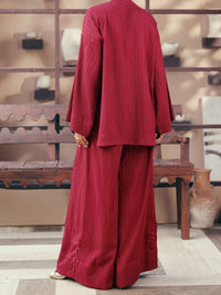 Maroon Seersucker 2Pc Stitched - AWP-2PS-LKS-1071