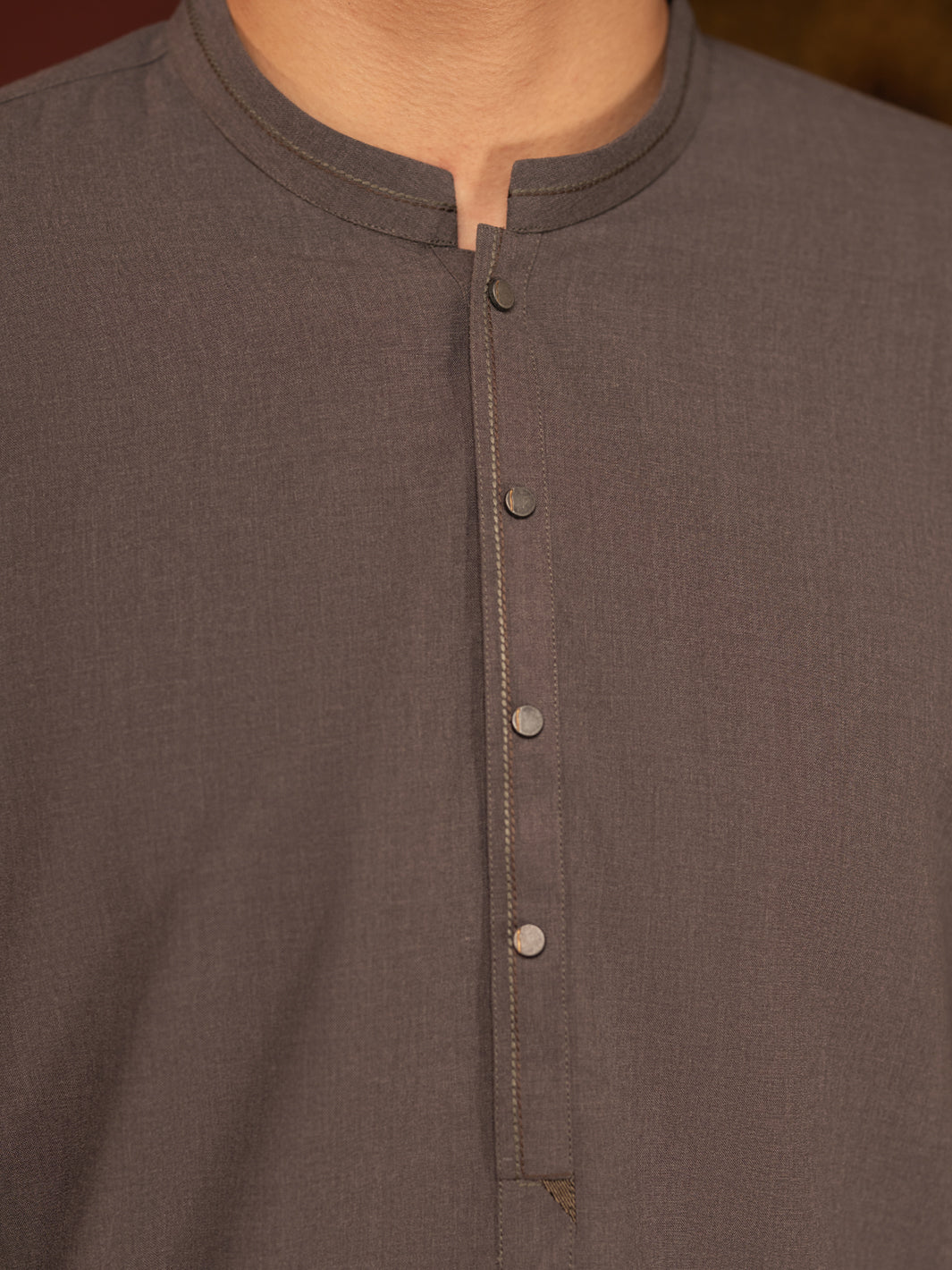 Olive Kameez Shalwar - close-up detail