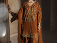 Rust Velvet Formal 3Pc Stitched - AL-3PS-LS-659