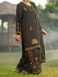 Black Cotton Lawn 3Pc Stitched - AWP-3PS-955A