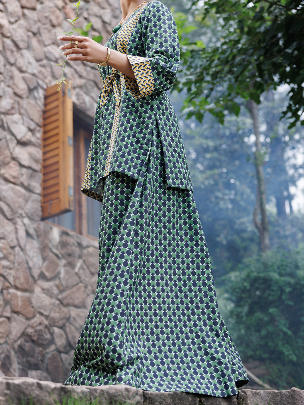 Green Cotton Co-Ord Set - AWP-2PS-SLKS-1052