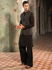 Black Cotton Waistcoat - AL-WC-653