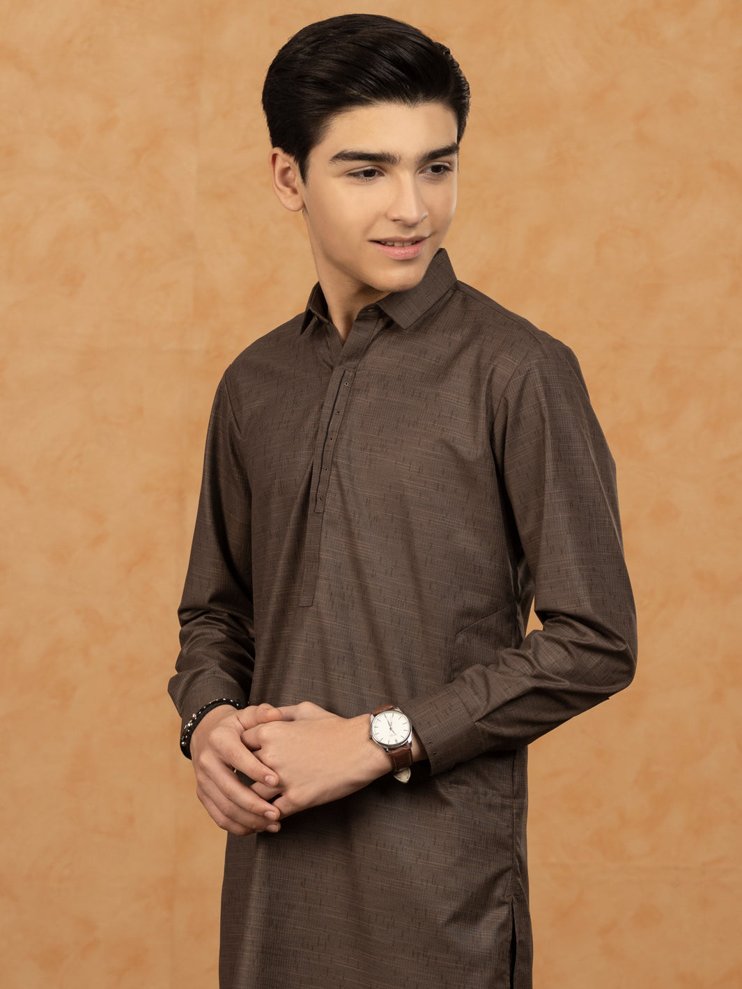 Brown Blended Kurta Trouser - ALT-KT-044 - Almirah Online