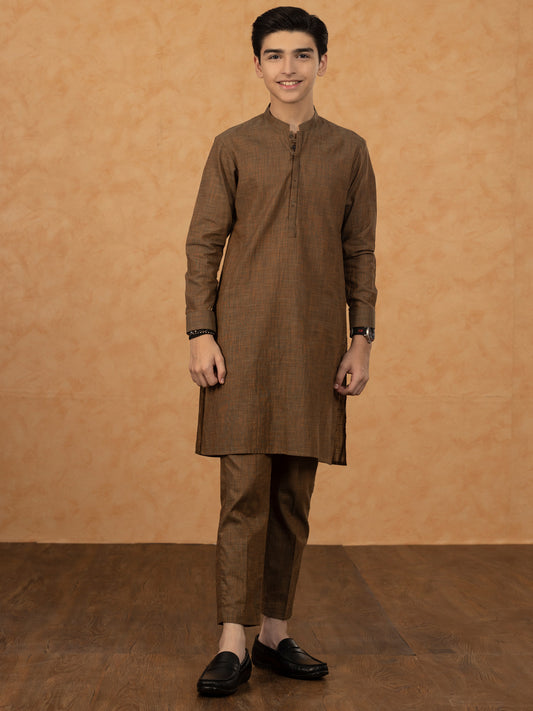 Brown Cotton Kurta Trouser - ALT-KT-046 - Almirah Online