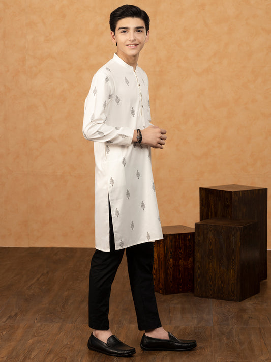 White Blended Kurta - ALT-K-047A - Almirah Online