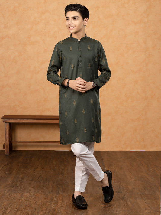 Green Blended Kurta - ALT-K-047B - Almirah Online
