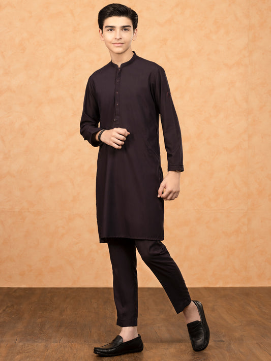 Dark Purple Blended Kurta Trouser - ALT-KT-047 - Almirah Online