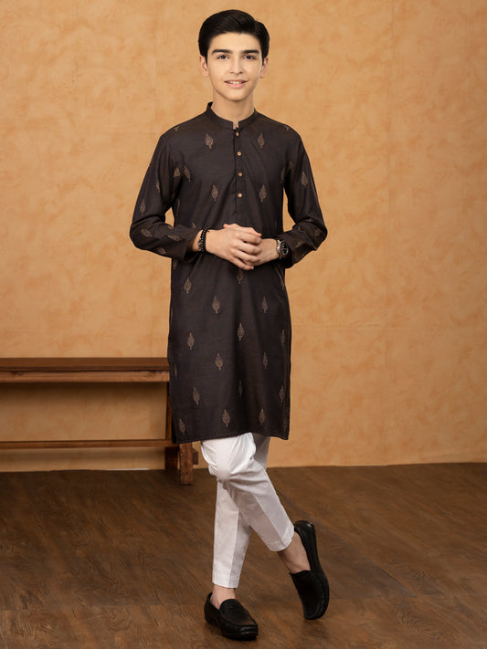 Dark Brown Blended Kurta - ALT-K-047C - Almirah Online