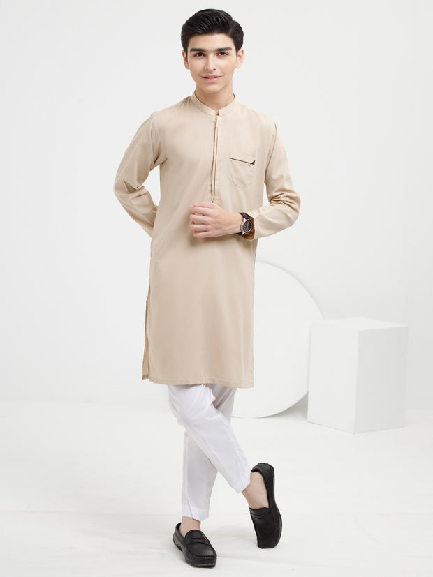 Beige Blended Kurta - ALT-K-048